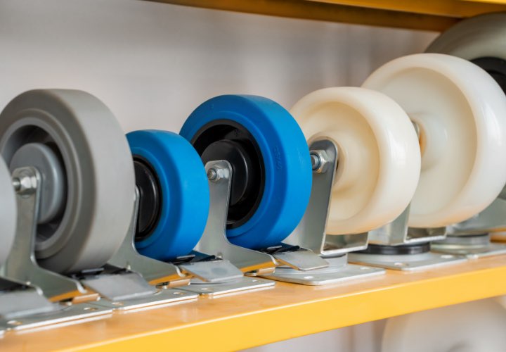 Different kinds of casters in display